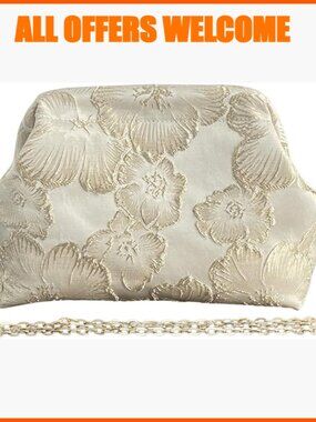 Flower Embroidery Clutch Purse Kiss Lock Shoulder Bag Evening Handbag